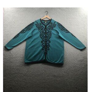 Bob‎ Mackie Button Front Cardigan Teal / Black XL